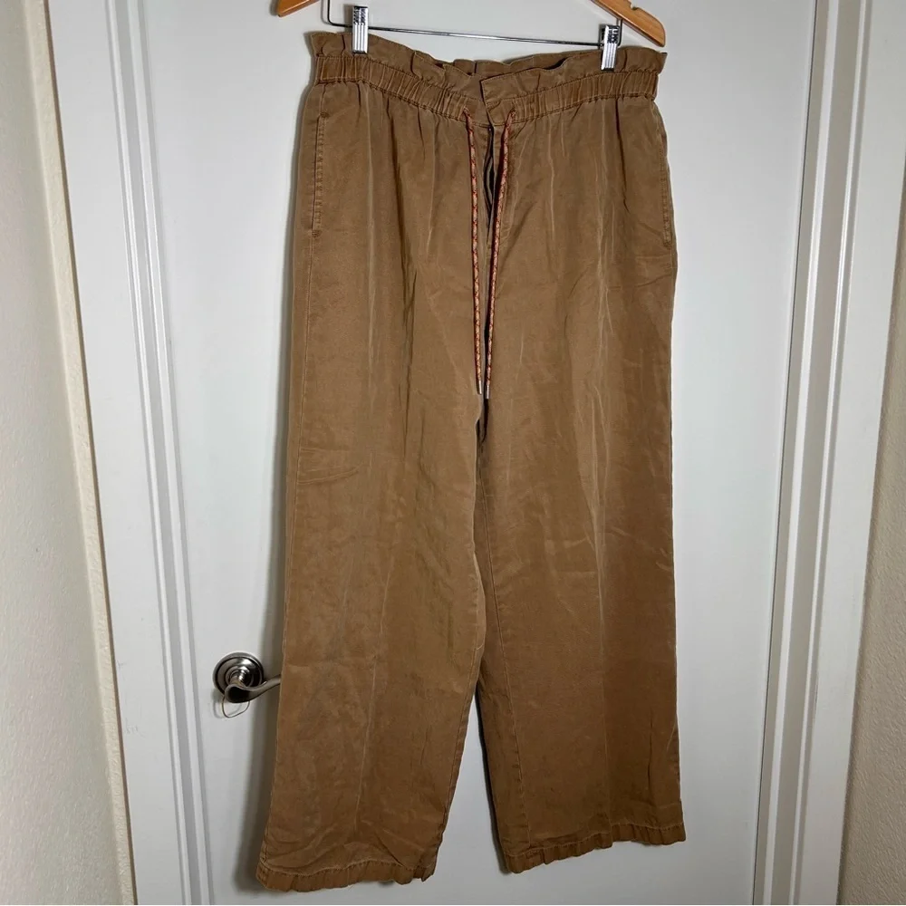 $350 Alice+Olivia Henry Paperbag Pant and Tie brown wide leg high rise size 14: